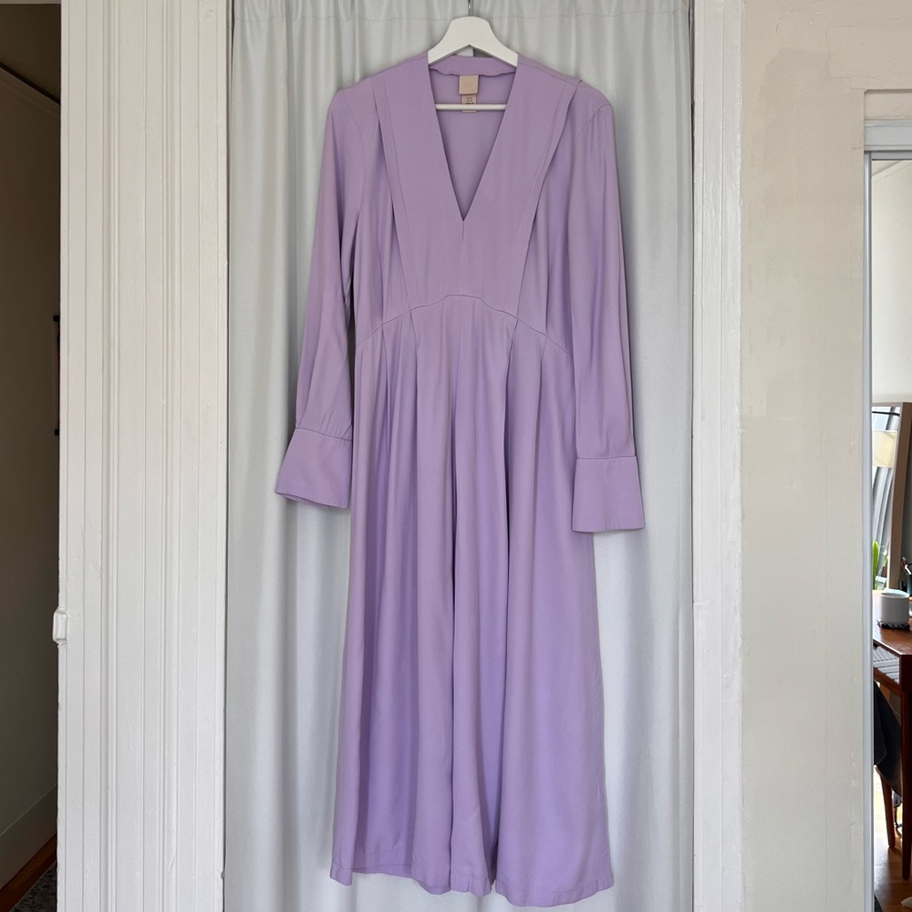 Midi long sleeve dress with a front slit by H&M